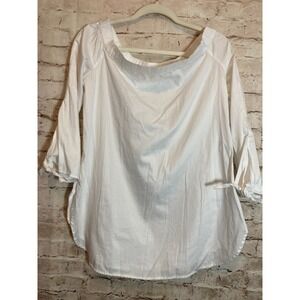 WYATT Top Womens Large Pure White Off The Shoulder Tie Sleeve Minimalist Lagom
